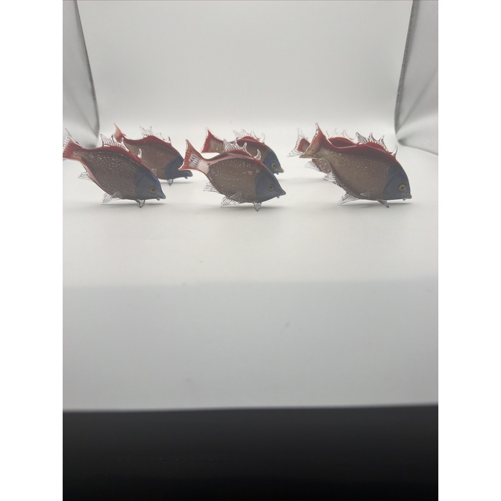 6 Vintage Murano Style Italian Art Glass Tropical Fish Figurines Hand Blown
